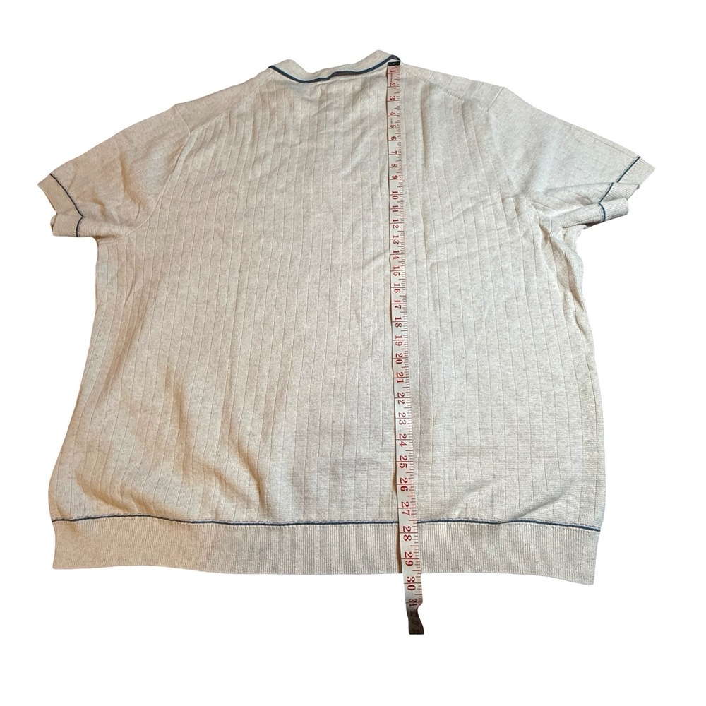 The Commons Mens XXL Off White Ribbed Knit Short Sleeve Polo Shirt USA Made NEW - Picture 3 of 8